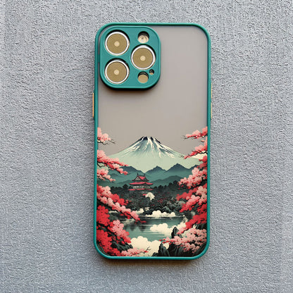 Green Japanese Landscape Aesthetic iPhone Case